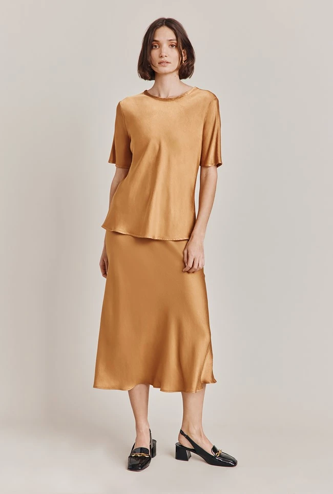 Luna Satin Slip Skirt Tobacco Brown 3 Luna Satin Slip Skirt Tobacco Brown