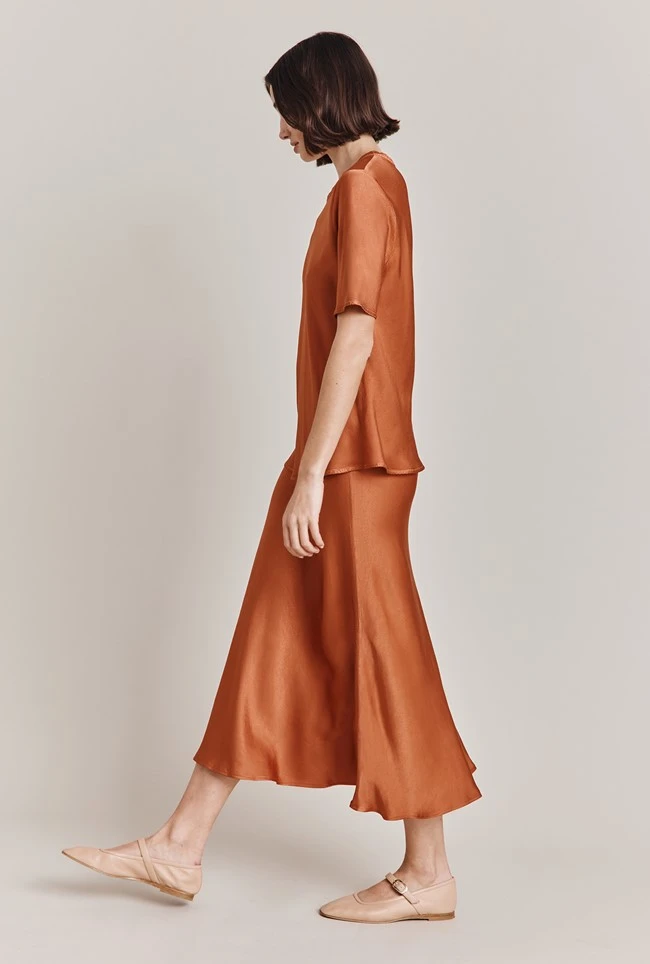 Luna Satin Slip Skirt Auburn 5 Luna Satin Slip Skirt Auburn - Image 3