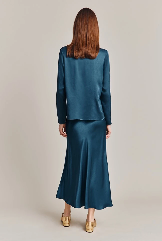 Luna Satin Slip Skirt Dark Denim 6 Luna Satin Slip Skirt Dark Denim - Image 4