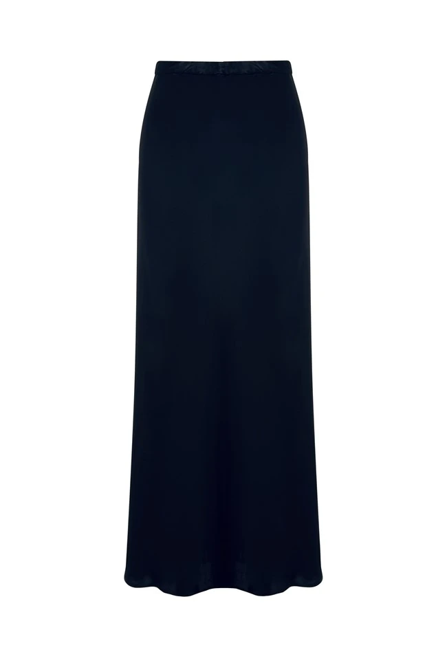 Luna Satin Slip Skirt Navy 7 Luna Satin Slip Skirt Navy - Image 5