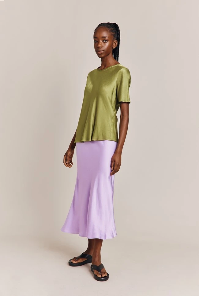 Luna Satin Slip Skirt Lilac 7 Luna Satin Slip Skirt Lilac - Image 5