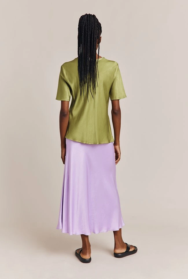 Luna Satin Slip Skirt Lilac 4 Luna Satin Slip Skirt Lilac - Image 2