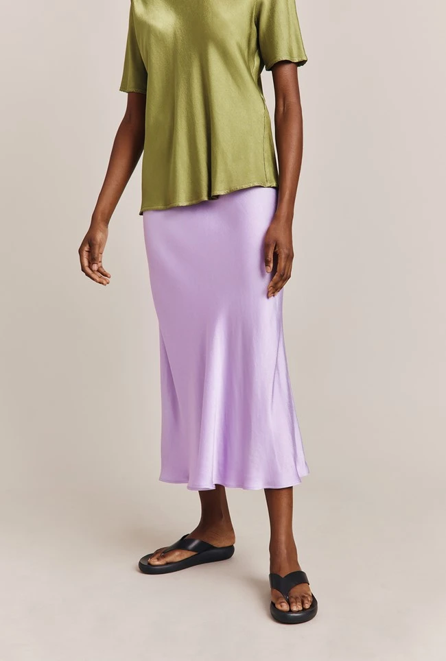 Luna Satin Slip Skirt Lilac 5 Luna Satin Slip Skirt Lilac - Image 3