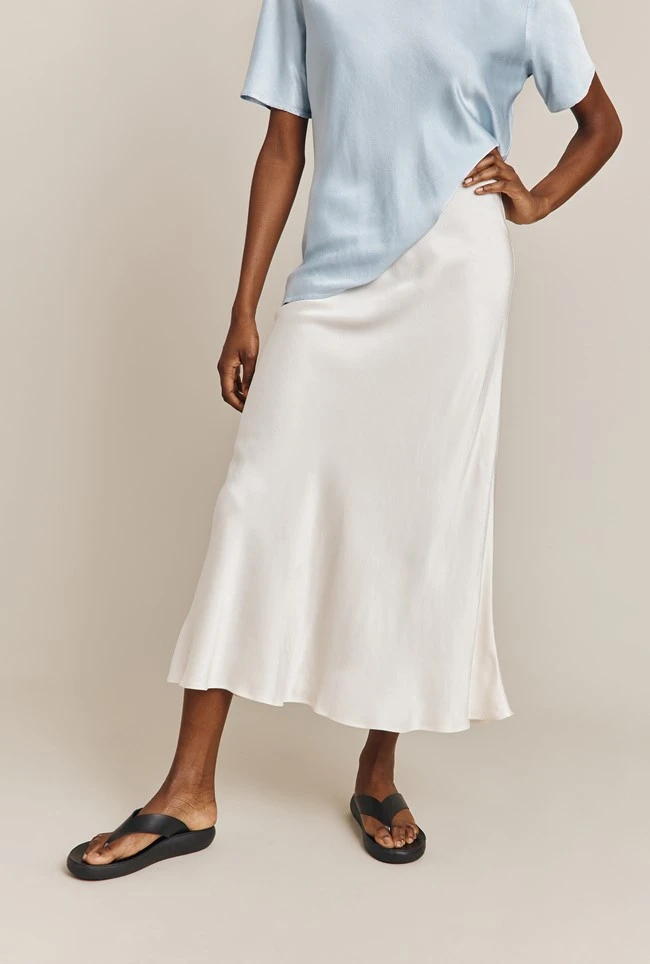 Luna Satin Slip Skirt Ivory 7 Luna Satin Slip Skirt Ivory - Image 5