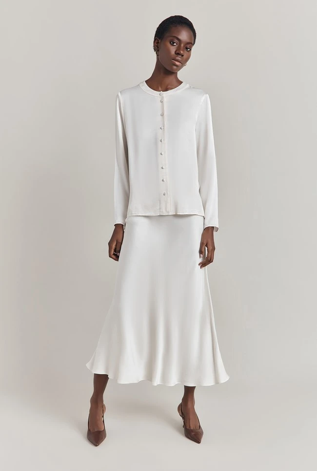 Luna Satin Slip Skirt Ivory 5 Luna Satin Slip Skirt Ivory - Image 3