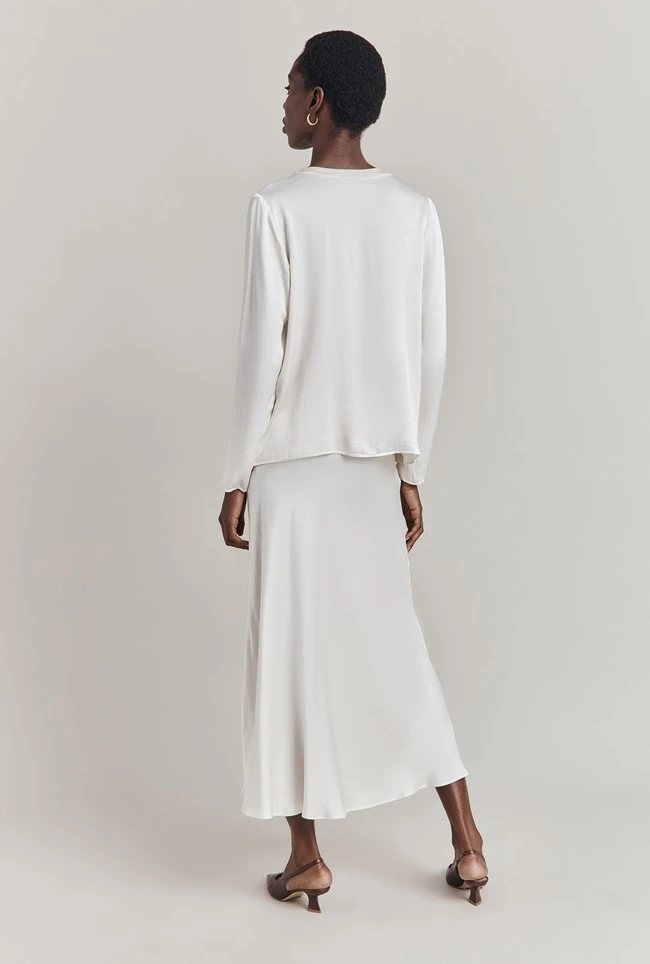 Luna Satin Slip Skirt Ivory 4 Luna Satin Slip Skirt Ivory - Image 2