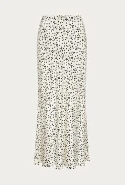 Emma Satin Slip Midi Skirt Cream Spot -Ghost Fashion Store S06G002 Z15 26473 650px 964px