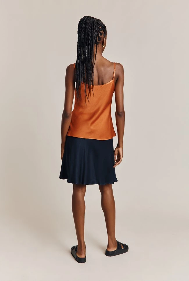 Arella Satin Slip Skirt Navy 4 Arella Satin Slip Skirt Navy - Image 2