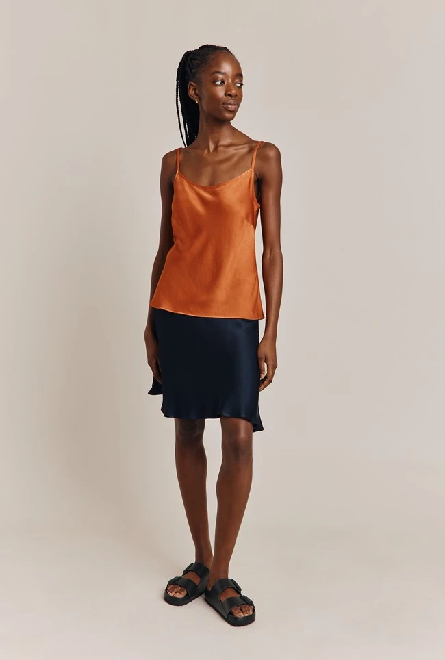 Arella Satin Slip Skirt Navy 5 Arella Satin Slip Skirt Navy - Image 3