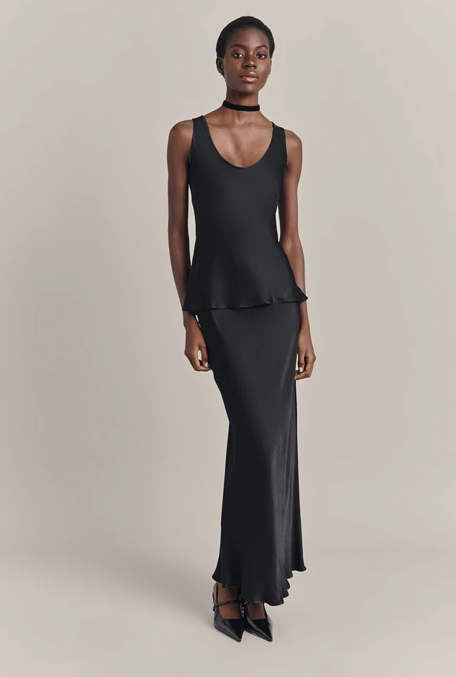 Emma Satin Midi Skirt Black 4 Emma Satin Midi Skirt Black - Image 2