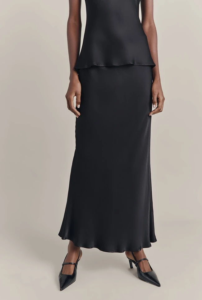 Emma Satin Midi Skirt Black 3 Emma Satin Midi Skirt Black