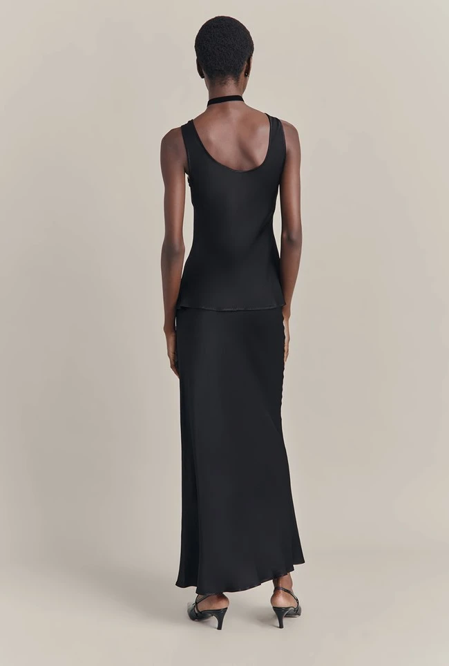 Emma Satin Midi Skirt Black 6 Emma Satin Midi Skirt Black - Image 4