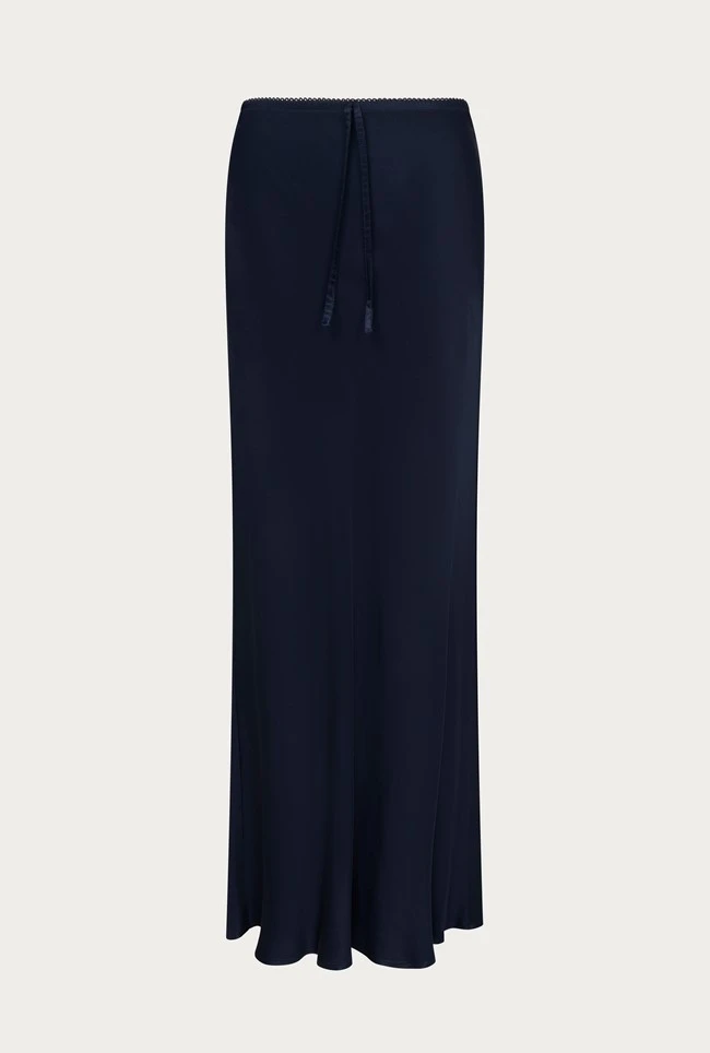 Emma Satin Midi Skirt Navy 7 Emma Satin Midi Skirt Navy - Image 5