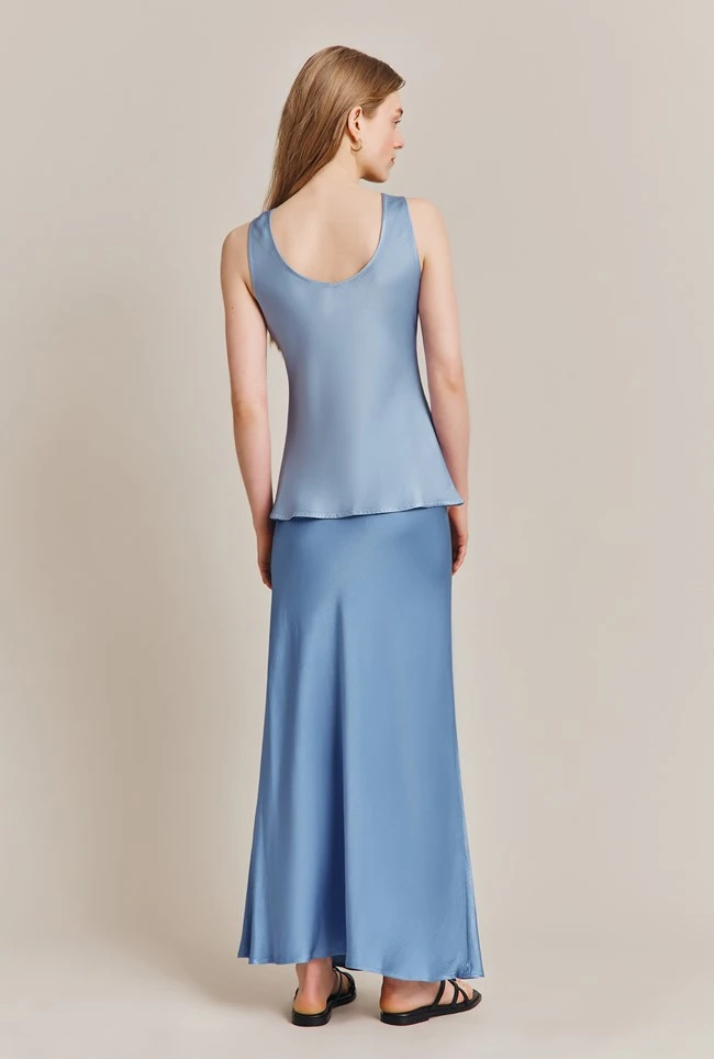Emma Satin Midi Skirt Cornflower Blue 7 Emma Satin Midi Skirt Cornflower Blue - Image 5