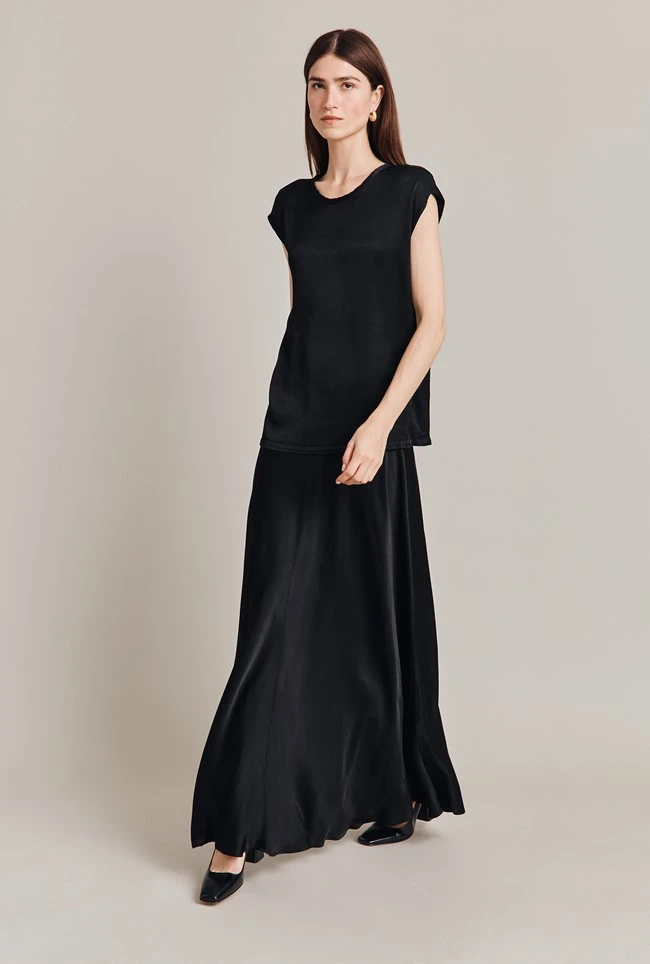 Adrianna Satin Maxi Skirt Black 4 Adrianna Satin Maxi Skirt Black - Image 2