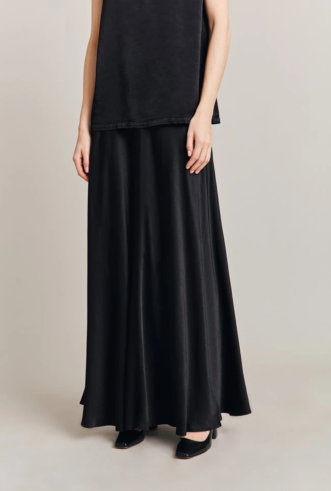 Adrianna Satin Maxi Skirt Black 3 Adrianna Satin Maxi Skirt Black