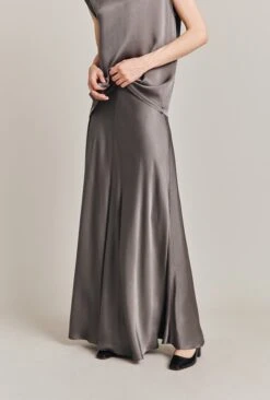 Adrianna Satin Maxi Skirt Grey -Ghost Fashion Store S06G008 B03 28509 650px 964px