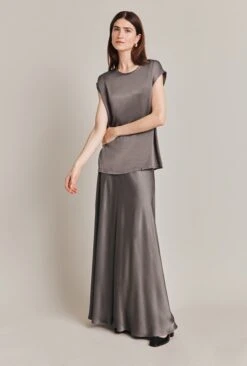 Adrianna Satin Maxi Skirt Grey -Ghost Fashion Store S06G008 B03 28514 650px 964px