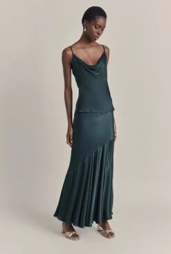 Eileen Satin Midi Skirt Cedar -Ghost Fashion Store S07G004 J21 29893 650px 964px