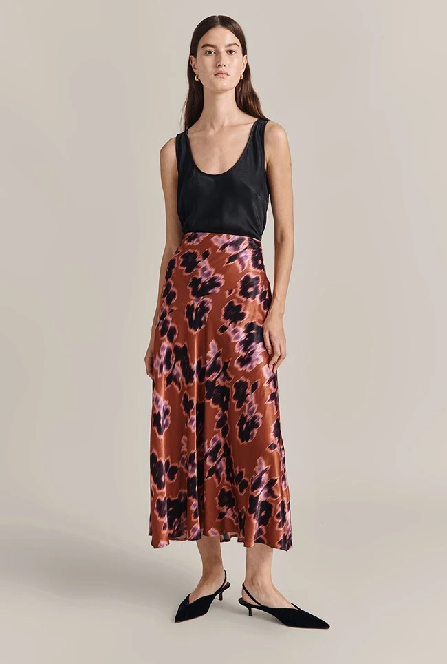 Mariana Midi Skirt Rust Ikat Print 4 Mariana Midi Skirt Rust Ikat Print - Image 2