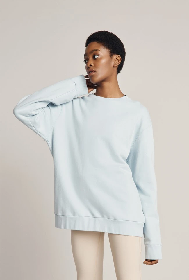 Organic Longline Sweatshirt Pale Blue 4 Organic Longline Sweatshirt Pale Blue - Image 2