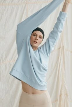 Organic Longline Sweatshirt Pale Blue