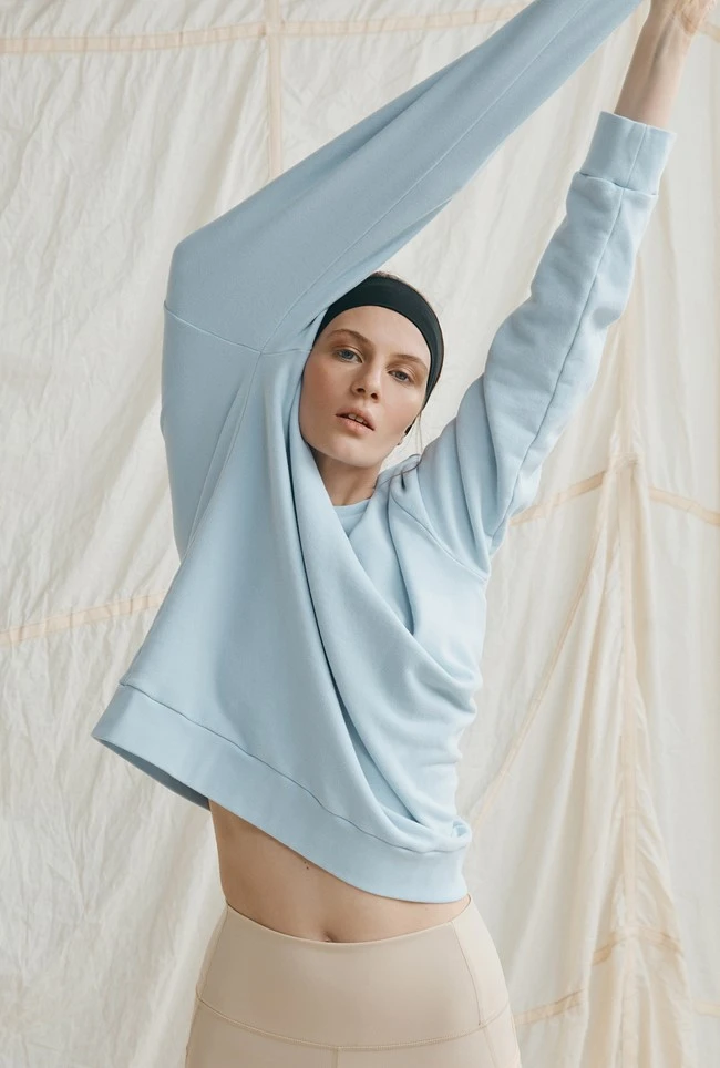 Organic Longline Sweatshirt Pale Blue 3 Organic Longline Sweatshirt Pale Blue