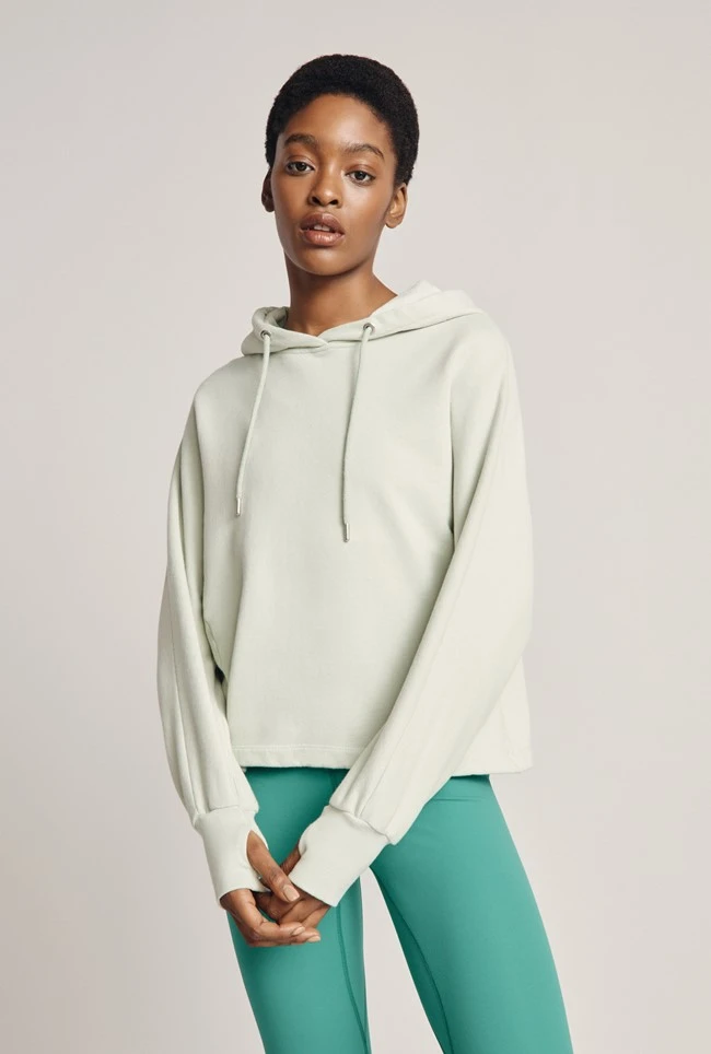 Cropped Organic Hoodie Mint Green 6 Cropped Organic Hoodie Mint Green - Image 4